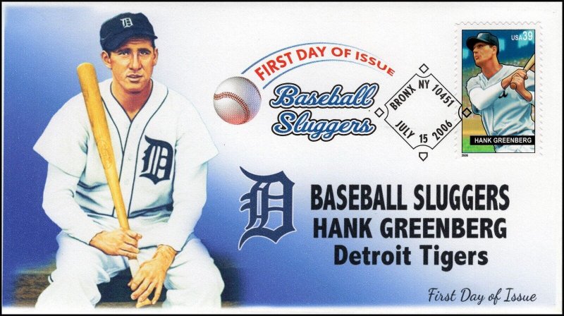 AO-4081-1, 2006, Baseball Sluggers, Hank Greenberg, FDC, Add-on Cachet. Digital