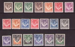 RHODESIA George VI set to 10/-,multiple,multi-colour lightly hinged, cat. £180.