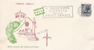 1954 TRIESTE A - No. 168 on envelope souvenir of the return to Italy