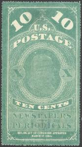 USA Sc# PR6 MH 1875 10¢ dark bluish green Franklin (thins)