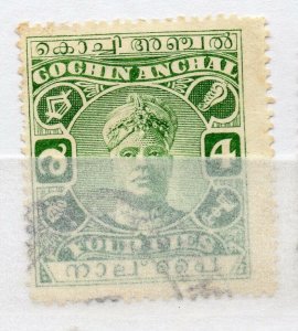 India Cochin 1916-30 Early Issue Fine Used 4p. NW-15751