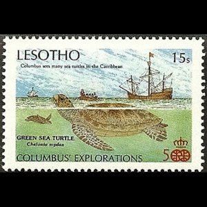 LESOTHO 1987 - Scott# 614 Green Turtle 15s NH