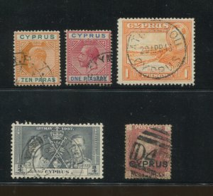 Custom lot of Cyprus Stamps #2, 49, 64, 140, 146 F/VF Used CV $60.20