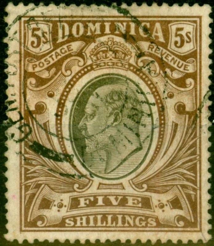 Dominica 1908 5s Black & Brown SG46 Fine Used