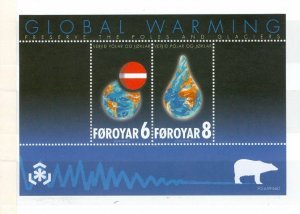 Faroe Islands.1 Souv. Sheet. 2009 Mnh. Global Warming . 6  - 8 Kr