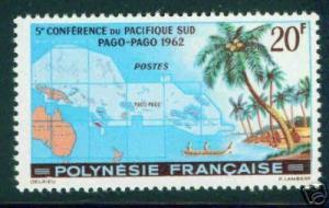 French Polynesia Scott 198 MNH**South Pacific Map CV14$