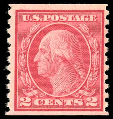 US Sc 492 F-VF/Mint NO GUM - 1916 2¢ car (Type III) Washington Coil