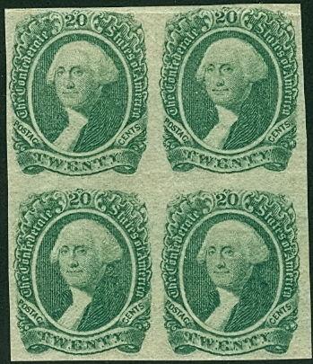 CONFEDERATE STATES #13 20¢ Washington, Block of 4 NH, XF