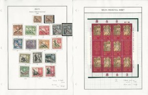 Malta Stamp Collection on 12 Steiner Pages, 1948-2002, Mint NH & Used, JFZ