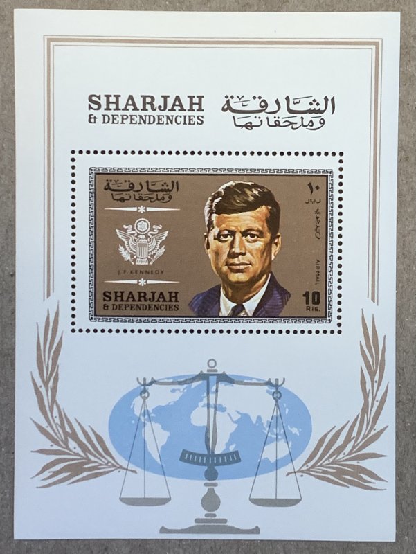 Sharjah 1969 Kennedy JFK MS, MNH. Scott 431, CV $5.25, Michel BL 49A