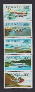 Faroe Islands   #134-138a  MNH  1985  aircraft booklet pane  of 5