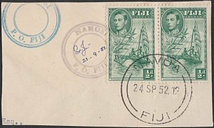 FIJI 1952 GVI ½d pair on piece - undated NAMOSI cancel with Mss date........L539