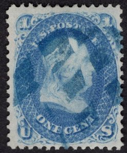 US #63. Extra Fine. Segmented blue cancel. Flawless. Wit 2008 PF certificate.