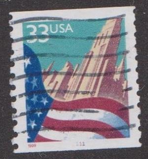 US #3280 Flag over City Used PNC Single plate #1111