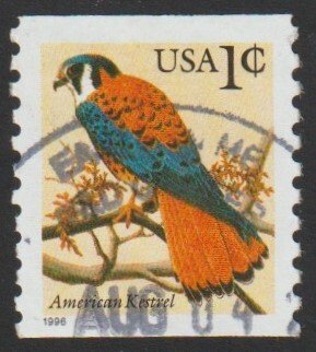 SC# 3044a - (1c) -  American Kestrel, perf 9.75V, large date, used single