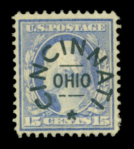 US 1909  Washington 15c pale ultra Sc# 340 used VF w/CINCINATI-OHIO precancel