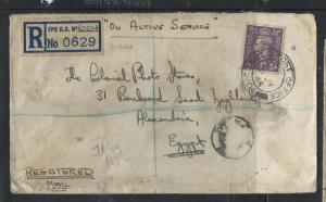 GREAT BRITAIN  (PP2101B)  1945 KGVI 3D OAS REG FPO DS 604 ITALY TO EGYPT 