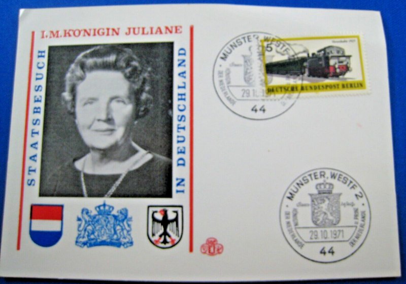 GERMANY - 1971 - QUEEN JULIANE STATE VISIT COMMEMORATIVE COVER    (GGG23)
