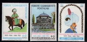 TURKEY Scott 1715-1717 MNH** 1966 Sultan Suleiman the Magnificent set