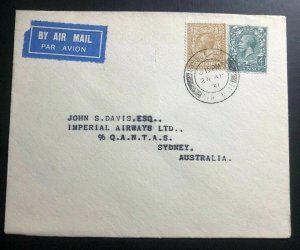 1931 London England Early Airmail Second Experimental Cover To Sydney Australia