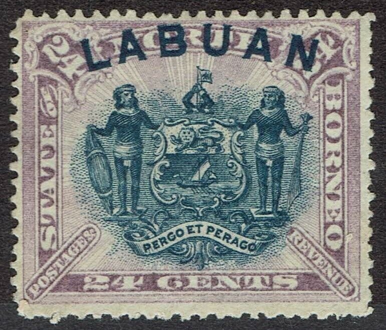 LABUAN 1894 ARMS 24C PERF 13.5-14