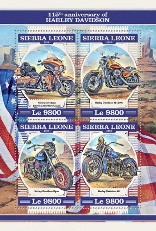 Sierra Leone - 2018 Harley-Davidson - 4 Stamp Sheet - SRL18220a