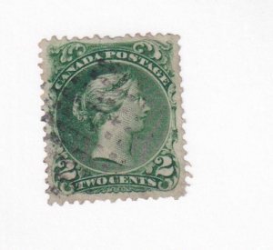 CANADA # 24b VF-2cts LARGE QUEEN VERY LIGHT USED DARK GREEN