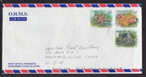 Penrhyn Island to Hartland WI 1998 Official Airmail # 10 Cover