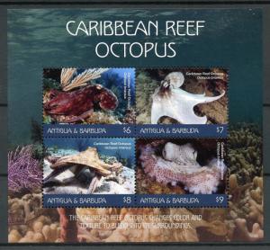 Antigua & Barbuda Marine Animals Stamps 2018 MNH Caribbean Reef Octopus 4v M/S
