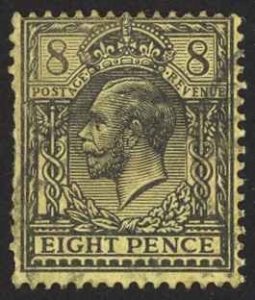 Great Britain Sc# 169 Used (b) 1912 8p black, yellow King George V