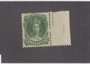 NOVA SCOTIA  # 11 VF-MNH 81/2cts  QUEEN VICTORIA GREEN W MARGIN CAT VALUE $40