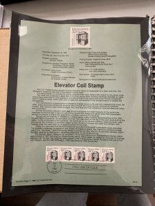 USPS Souvenir Page Scott  1988 elevator coil  stamps