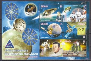 Grenada, Scott cat. 3725. 40th Anniversary, Man on the Moon sheet of 6.