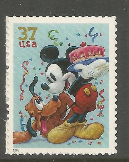 UNITED STATES 3912 MNH, SELF-ADHSVE, ART OF DISNEY: CELEBRATION, PLUTO & MICKEY