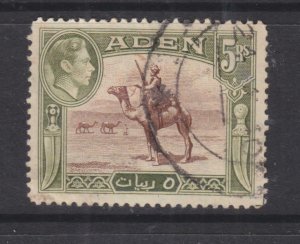 ADEN, 1939 KGVI 5r. Blue & Olive Green, used.