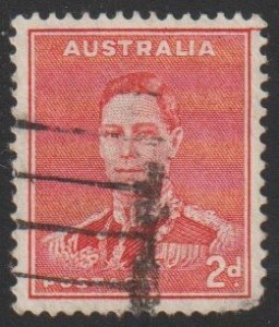 Australia SC# 182 - (2p) - King George VI, scarlet, pf 15x14 - Used single