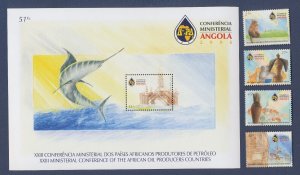 ANGOLA - Scott 1290-1294 - MNH S/S & set - Fish, monkey, oil & gas industry 2006