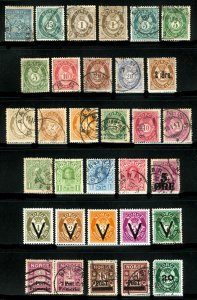 Norway #14 / #329 1867-1952 Assorted Early Post Horn, Surcharges & V Overprints