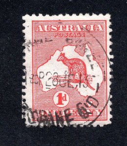 Australia 1913 1p carmine Type II Kangaroo, Scott 2d used, value = $1.75