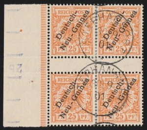 NEW GUINEA - GERMAN 1897 Eagle 25pf gutter block. with Certificate.
