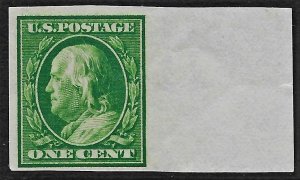 US 1908 Sc. #343 NH right margin copy, pencil on back of selvedge