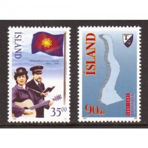 Iceland   #793-794  MNH  1995 Salvation Army , map of fjord