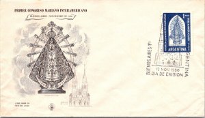 Argentina 1960 FDC - 1st Inter-American Marian Congress - Buenos Aires - J78