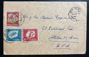1951 Berlin East Germany DDR Cover to Alton MA Usa Winter Olympics Issue Stamp