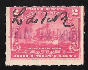 R164 2 cent Documentary Battleship Stamps used AVG