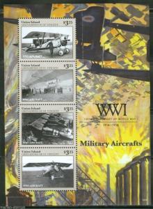 UNION ISLAND  2014  100th ANNIVERS OF WORLD WAR I  MILITARY AIRCRAFT SHT MINT NH