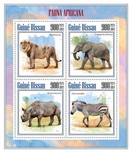  Animals Elephants Elefanten Lions Zebras Fauna Guinea-Bissau MNH stamp set