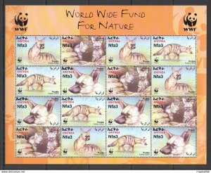 2001 Eritrea Wwf Wild Animals Aardwolfes #8194-97 Michel 16 Euro Sh ** Pk460