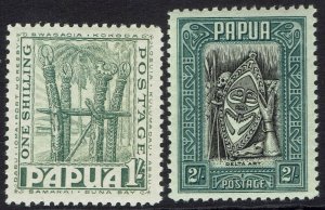 PAPUA 1932 PICTORIAL 1/- AND 2/-