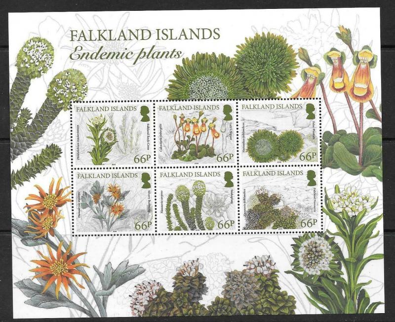 FALKLAND ISLANDS 2016 ENDEMIC PLANTS M/S MNH